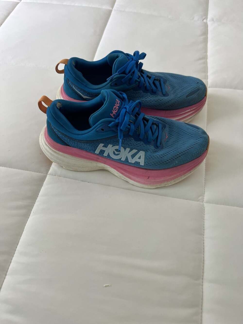 Hoka Bondi 8 Women's Running Shoes Size 7B Blue Pink